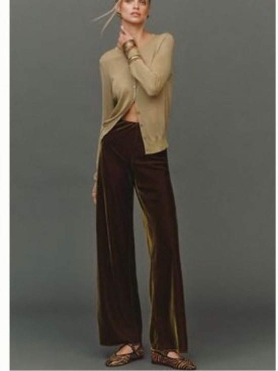 Anthropologie Pants - Nwt the tilda Anthropologie Wide-Leg Velvet Pants in moss